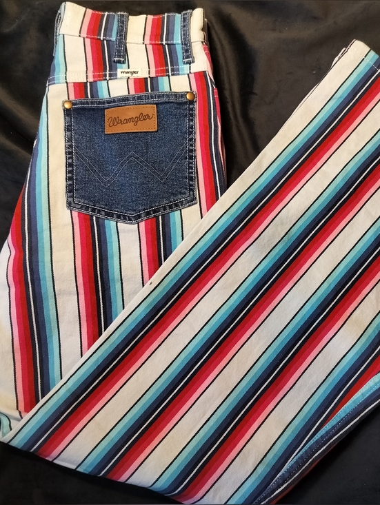 Wrangler Denim - NEW Wrangler Striped High Rise Flats Jeans Bright & Contrast Pockets - 28 X 32